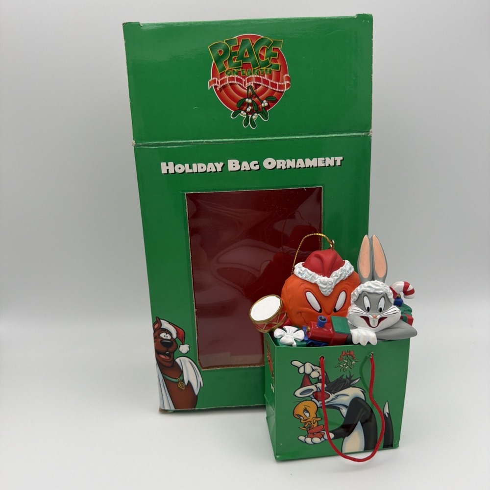 Vintage Warner Bros Store Looney Tunes Bugs Bunny Holiday Bag Christmas Ornament